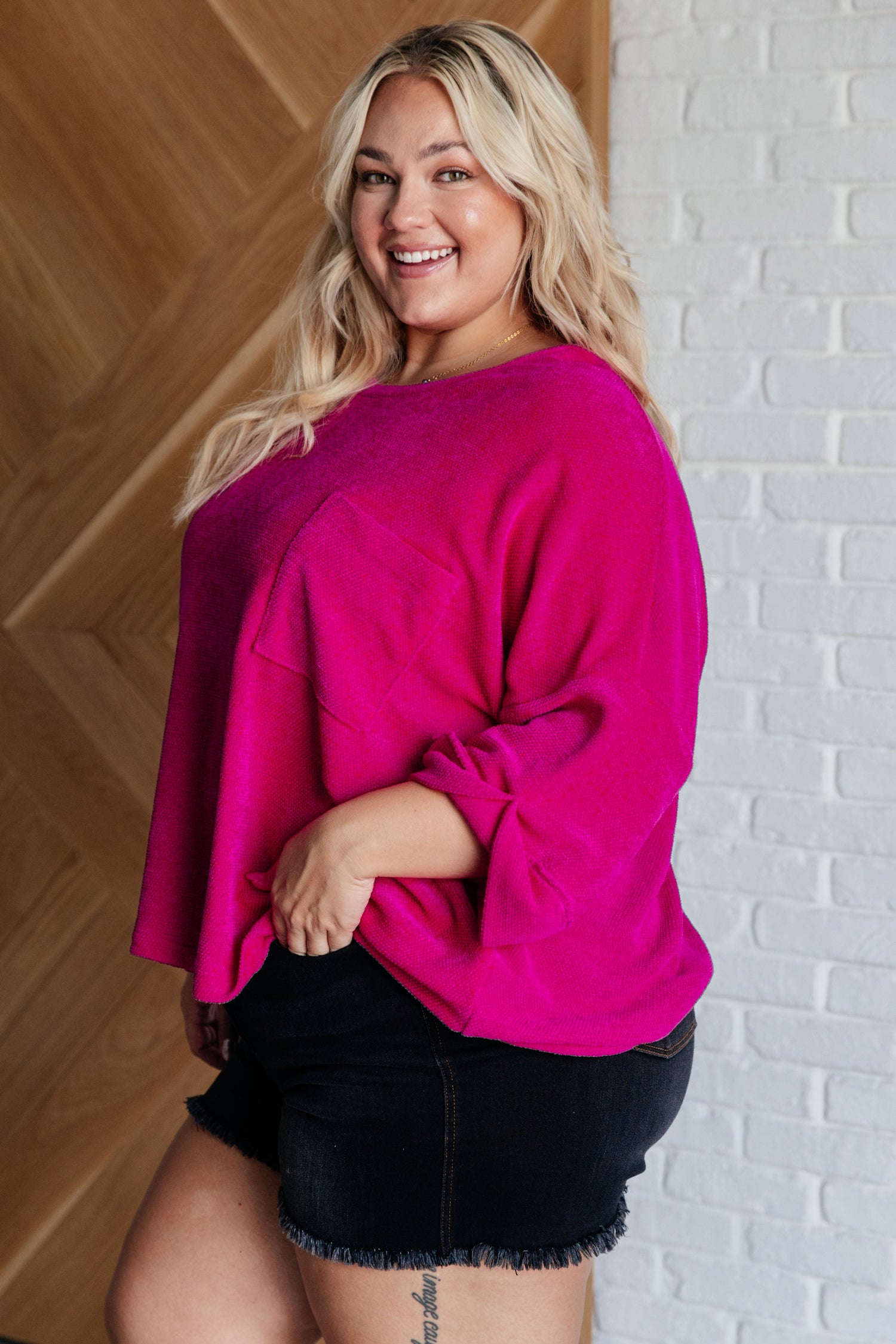 Pink Thoughts Chenille Blouse Blouses   