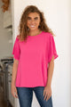 Pink and Perfect Ruffle Sleeve Top Womens Tops   