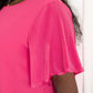 Pink and Perfect Ruffle Sleeve Top Womens Tops   