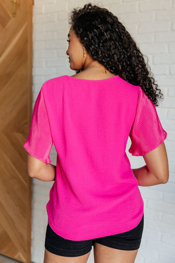 Pink and Perfect Ruffle Sleeve Top Womens Tops   