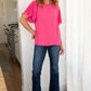 Pink and Perfect Ruffle Sleeve Top Womens Tops   