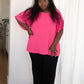 Pink and Perfect Ruffle Sleeve Top Womens Tops   