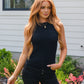 Previous Engagement Halter Neck Sweater Tank in Black Tops   