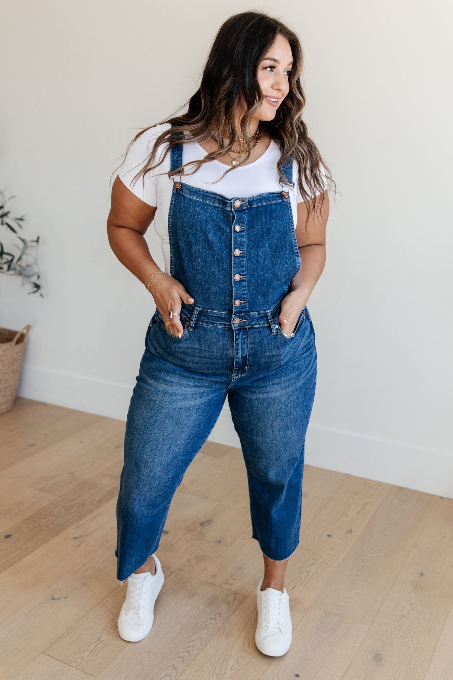 Priscilla High Rise Crop Wide Leg Denim Overalls Womens Overalls   