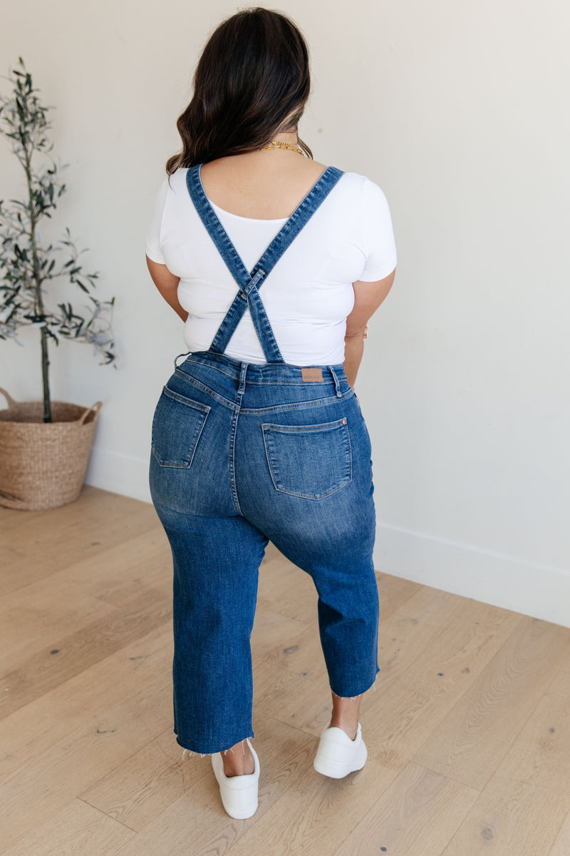 Priscilla High Rise Crop Wide Leg Denim Overalls Womens Overalls   