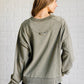 Quick Fix Mineral Wash Crew Neck Pullover in Army Green Tops   