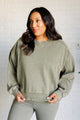 Quick Fix Mineral Wash Crew Neck Pullover in Army Green Tops   