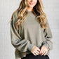 Quick Fix Mineral Wash Crew Neck Pullover in Army Green Tops   