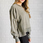 Quick Fix Mineral Wash Crew Neck Pullover in Army Green Tops   