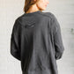 Quick Fix Mineral Wash Crew Neck Pullover in Black Tops   