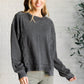 Quick Fix Mineral Wash Crew Neck Pullover in Black Tops   