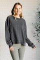 Quick Fix Mineral Wash Crew Neck Pullover in Black Tops   