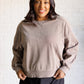 Quick Fix Mineral Wash Crew Neck Pullover in Mocha Tops   