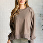 Quick Fix Mineral Wash Crew Neck Pullover in Mocha Tops   