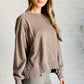 Quick Fix Mineral Wash Crew Neck Pullover in Mocha Tops   