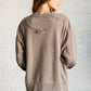 Quick Fix Mineral Wash Crew Neck Pullover in Mocha Tops   