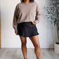 Quick Fix Mineral Wash Crew Neck Pullover in Mocha Tops   