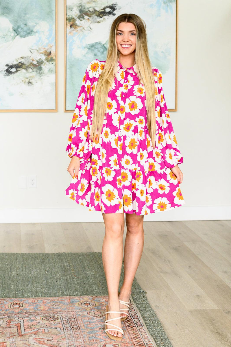 Magnificently Mod Floral Shirt Dress - Three Mad Hatters Mercantile 