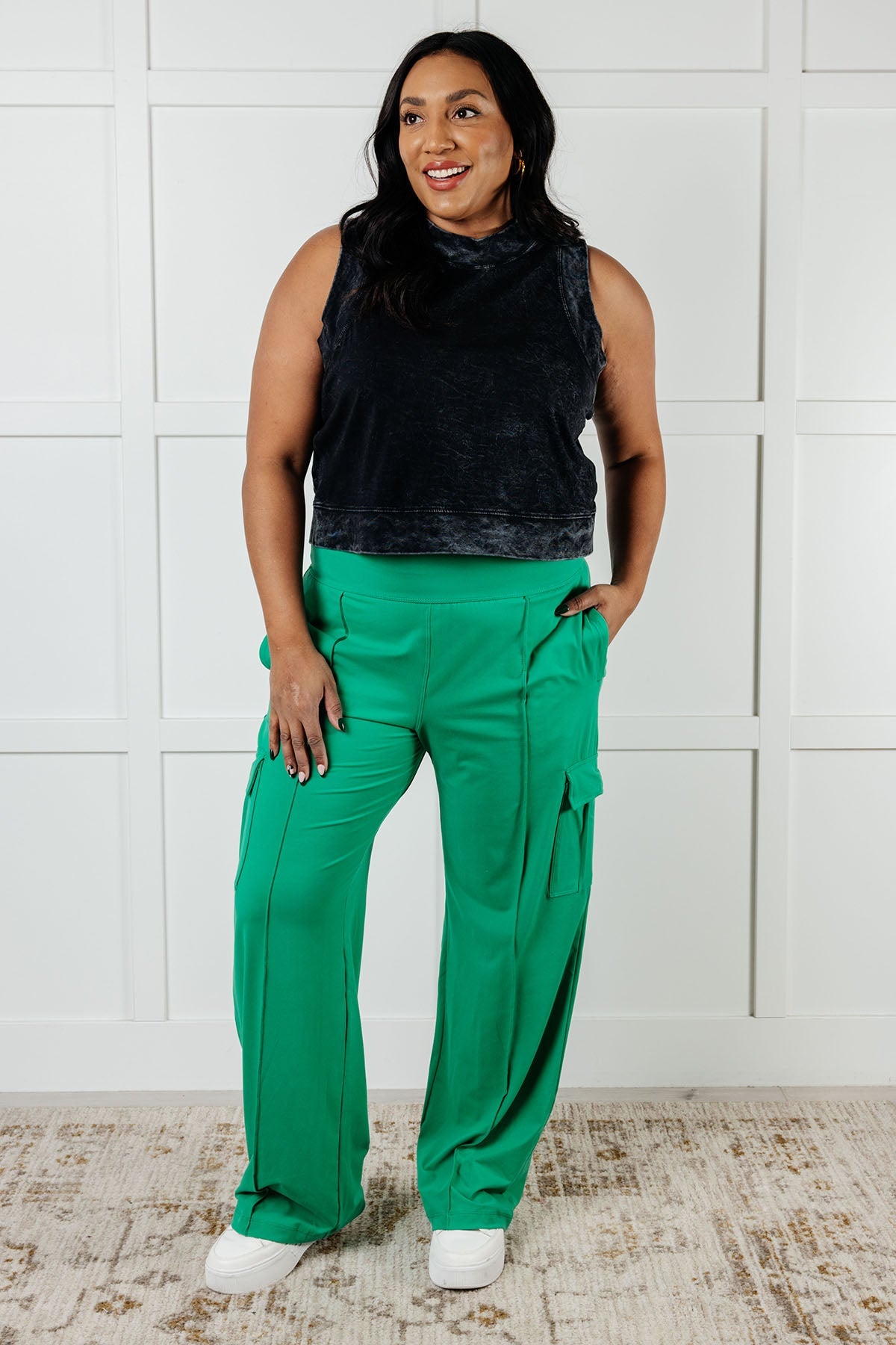 Race to Relax Cargo Pants in Emerald Green Bottoms