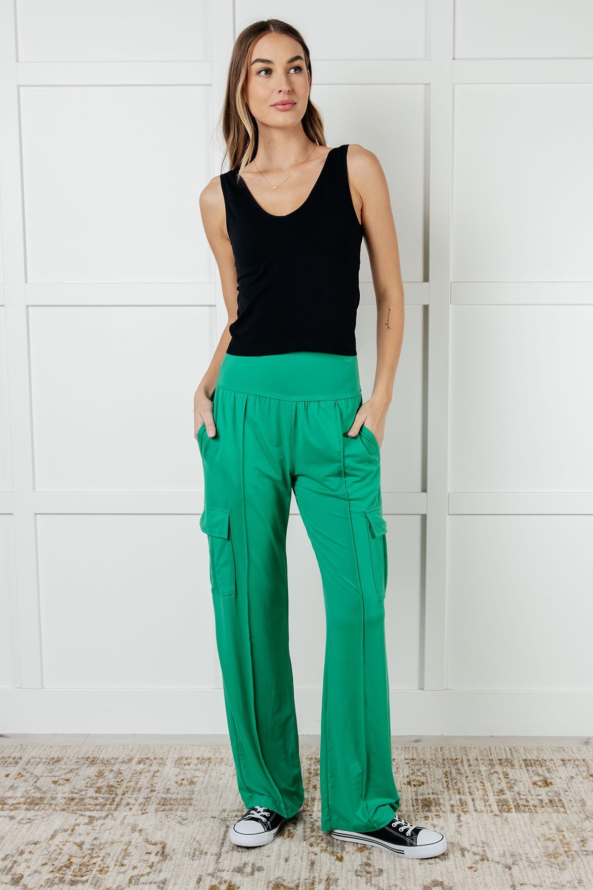 Race to Relax Cargo Pants in Emerald Green Bottoms