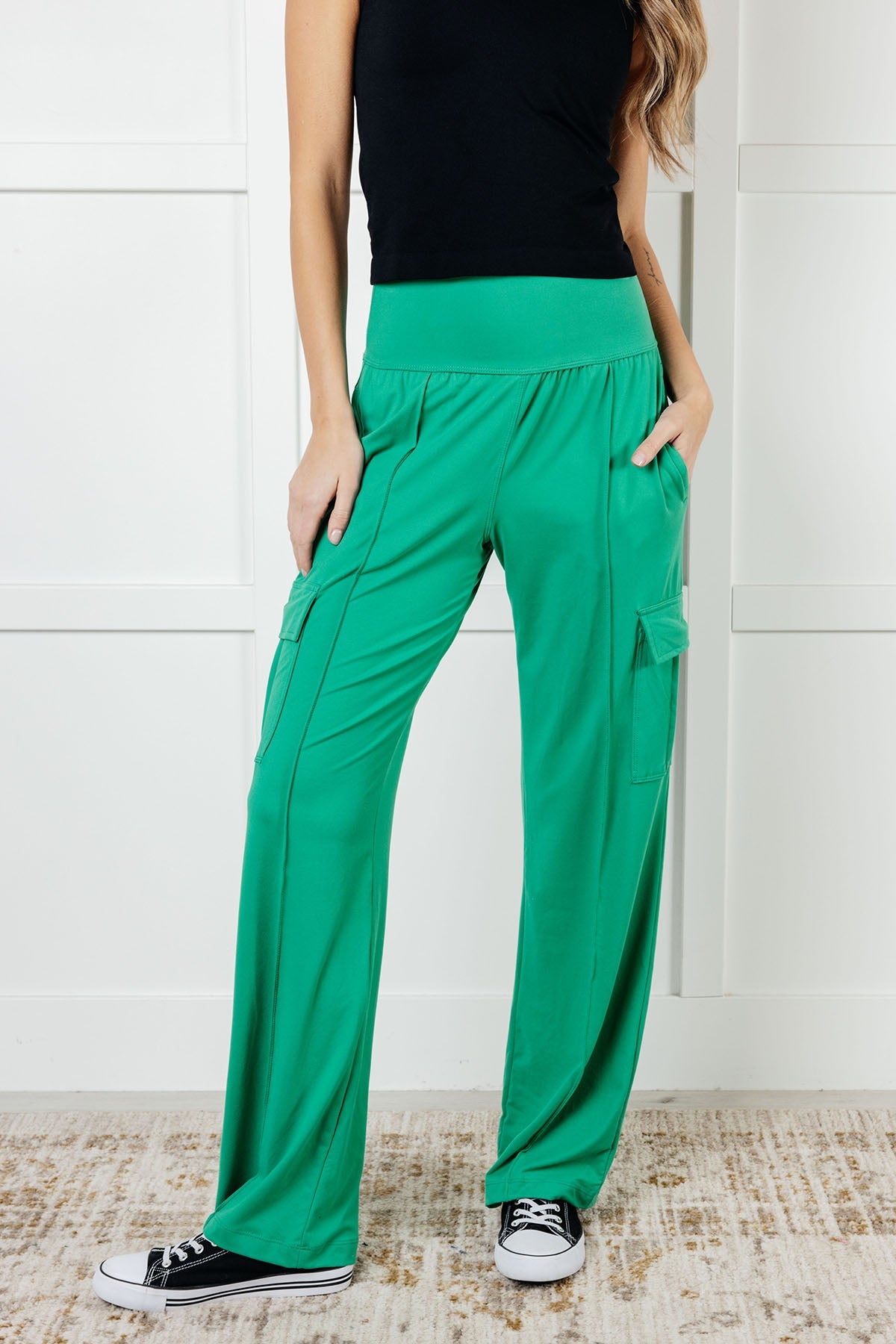 Race to Relax Cargo Pants in Emerald Green Bottoms