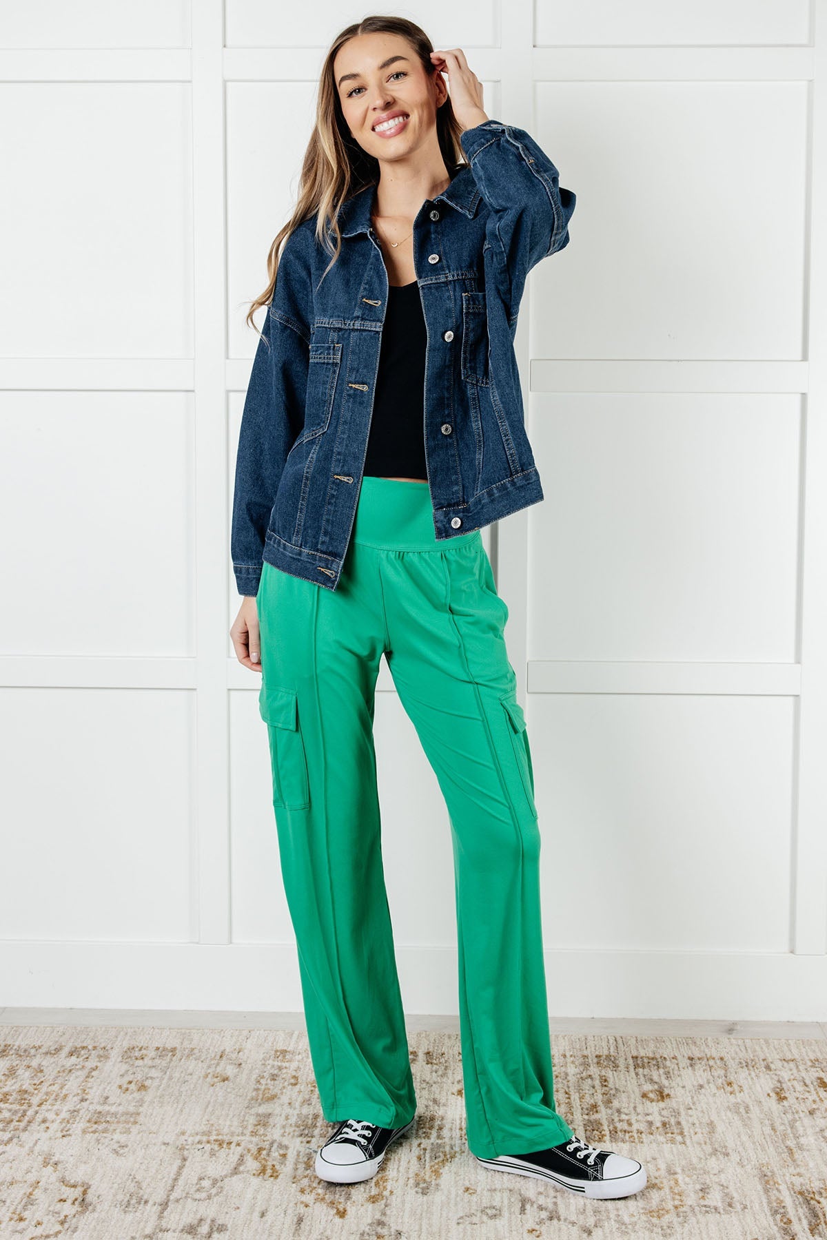 Race to Relax Cargo Pants in Emerald Green Bottoms