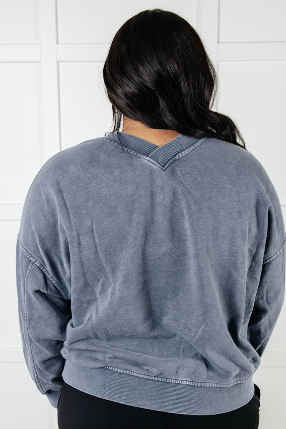 Rep Ready Mineral Wash French Terry Pullover in Blue Athleisure