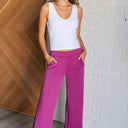 Resort Travel Wide Leg Crop Pant in Magenta