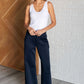 Resort Travel Wide Leg Crop Pant in  Navy Athleisure   