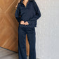 Resort Travel Wide Leg Crop Pant in  Navy Athleisure   