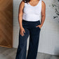 Resort Travel Wide Leg Crop Pant in  Navy Athleisure   