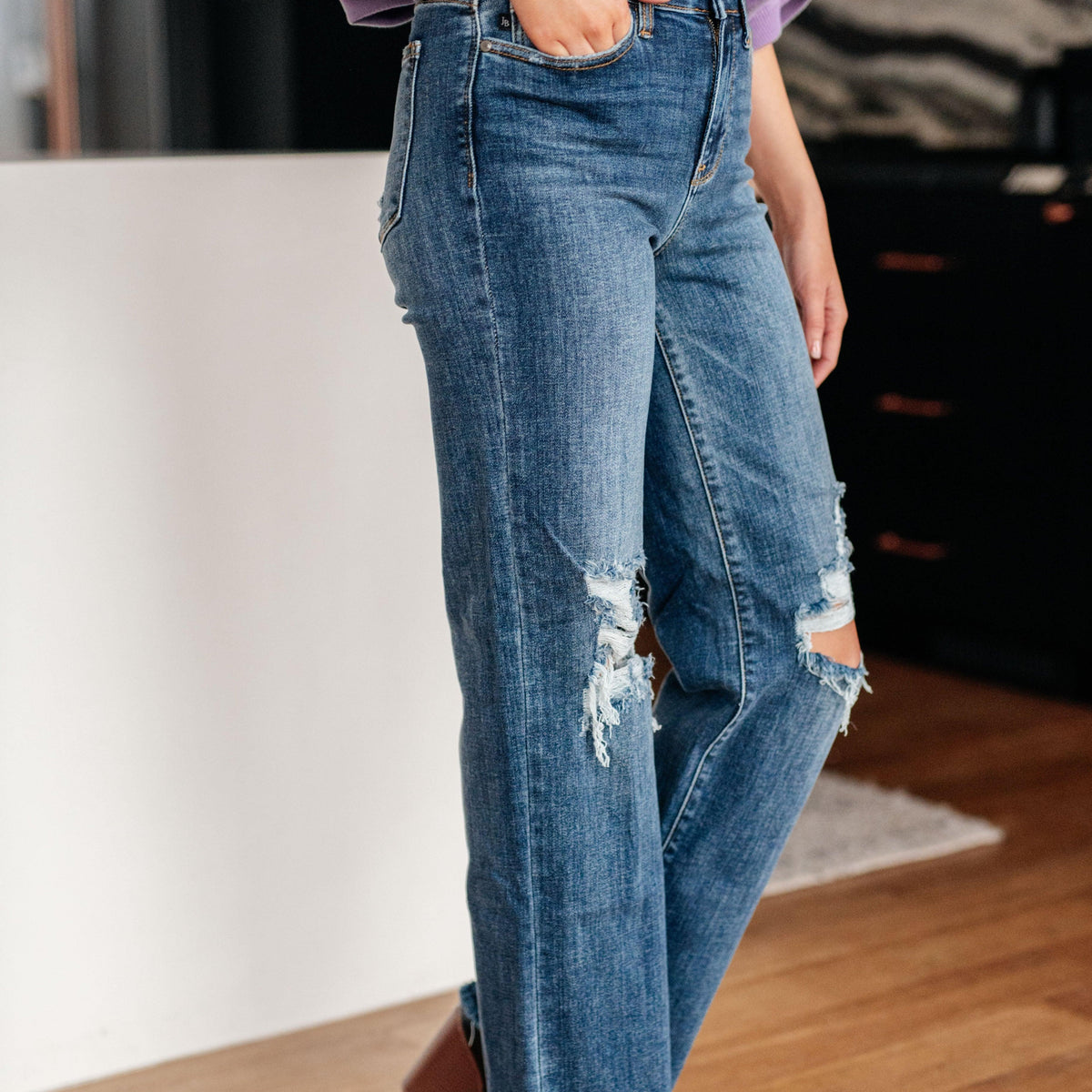 Judy Blue- Rose High Rise 90's Straight - Three Mad Hatters Mercantile 