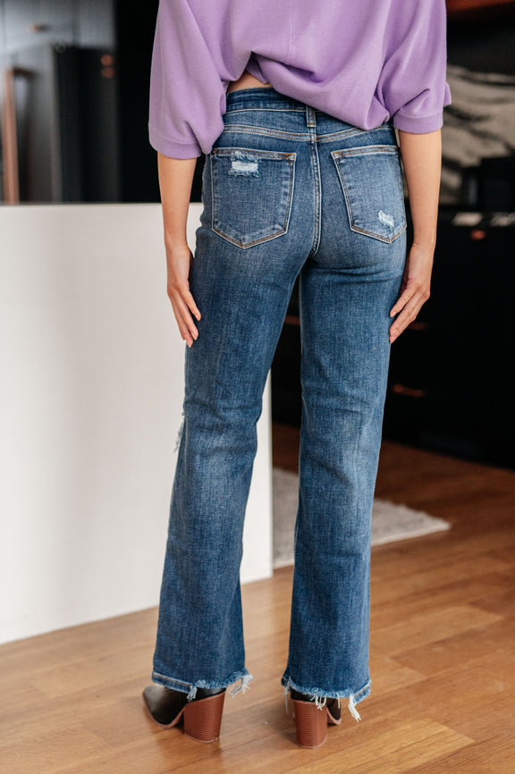 Judy Blue- Rose High Rise 90's Straight Womens Straight Leg Jeans   