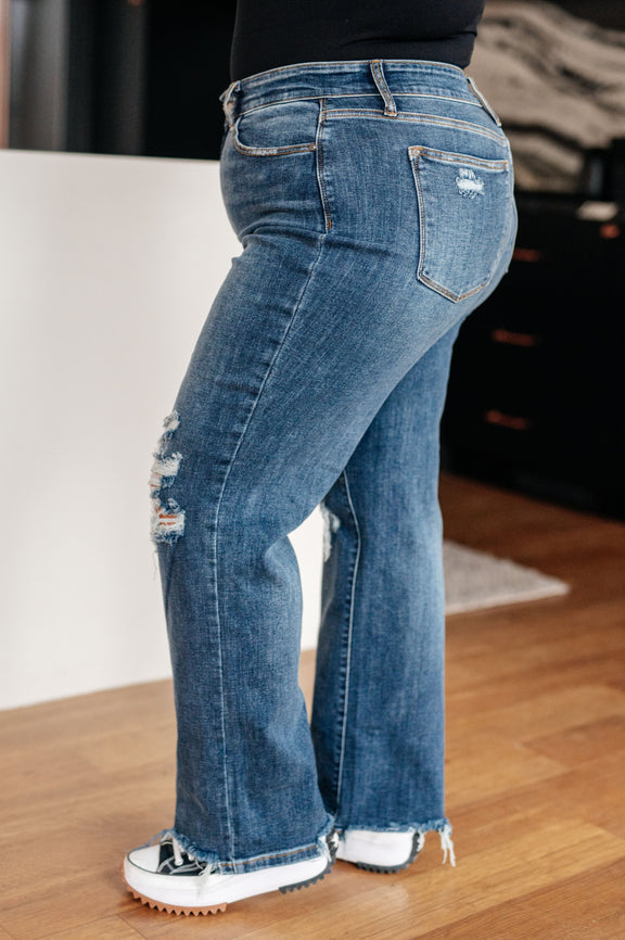 Judy Blue- Rose High Rise 90's Straight Womens Straight Leg Jeans   