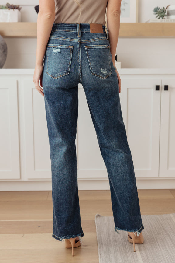 Judy Blue- Rose High Rise 90's Straight Womens Straight Leg Jeans   