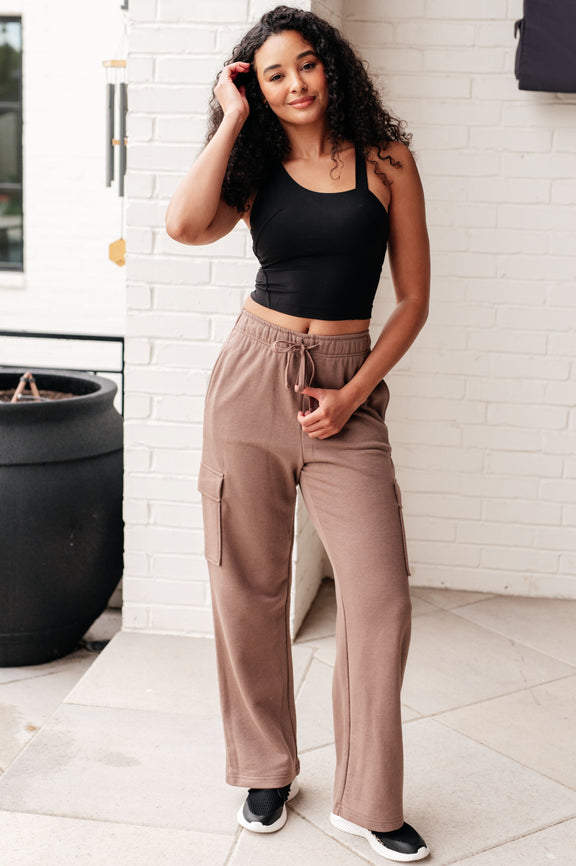 Run, Don't Walk Cargo Sweatpants in Smokey Brown Womens Athleisure   