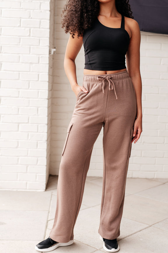 Run, Don't Walk Cargo Sweatpants in Smokey Brown Womens Athleisure   