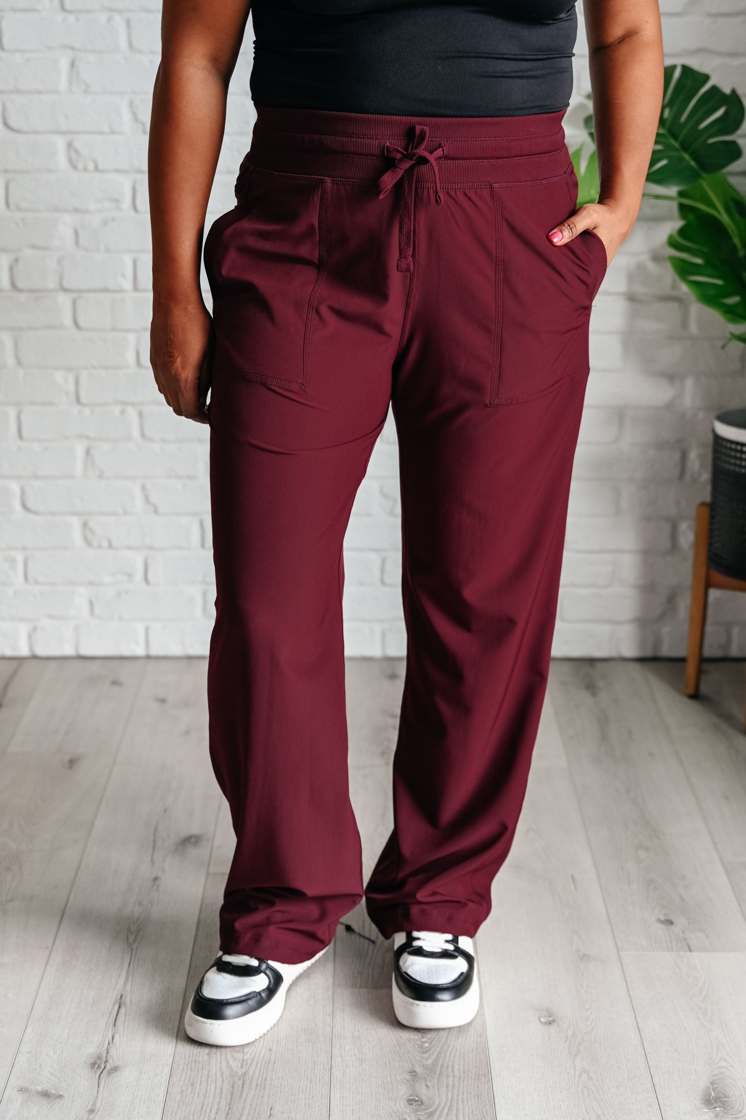 Runner's High Drawstring Joggers in Red Merlot Womens Athleisure   