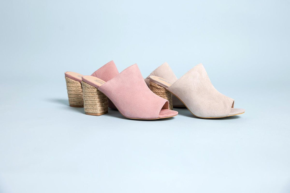 Helena Heeled Sandal in Ice Suede - Three Mad Hatters Mercantile 