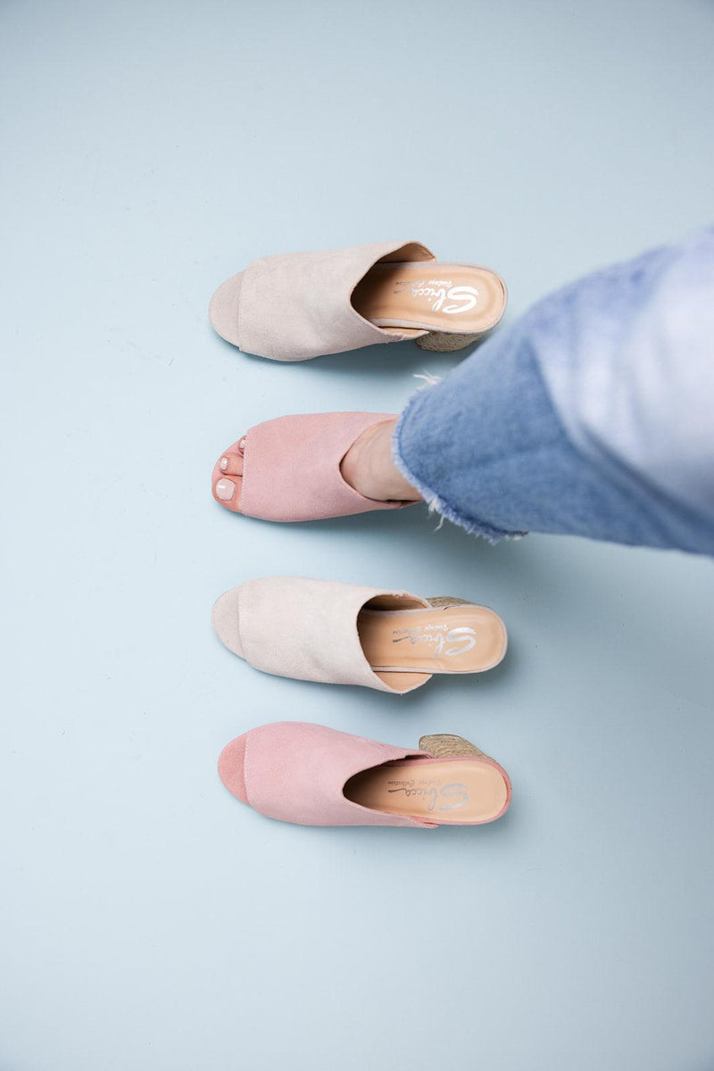 Helena Heeled Sandal in Ice Suede - Three Mad Hatters Mercantile 