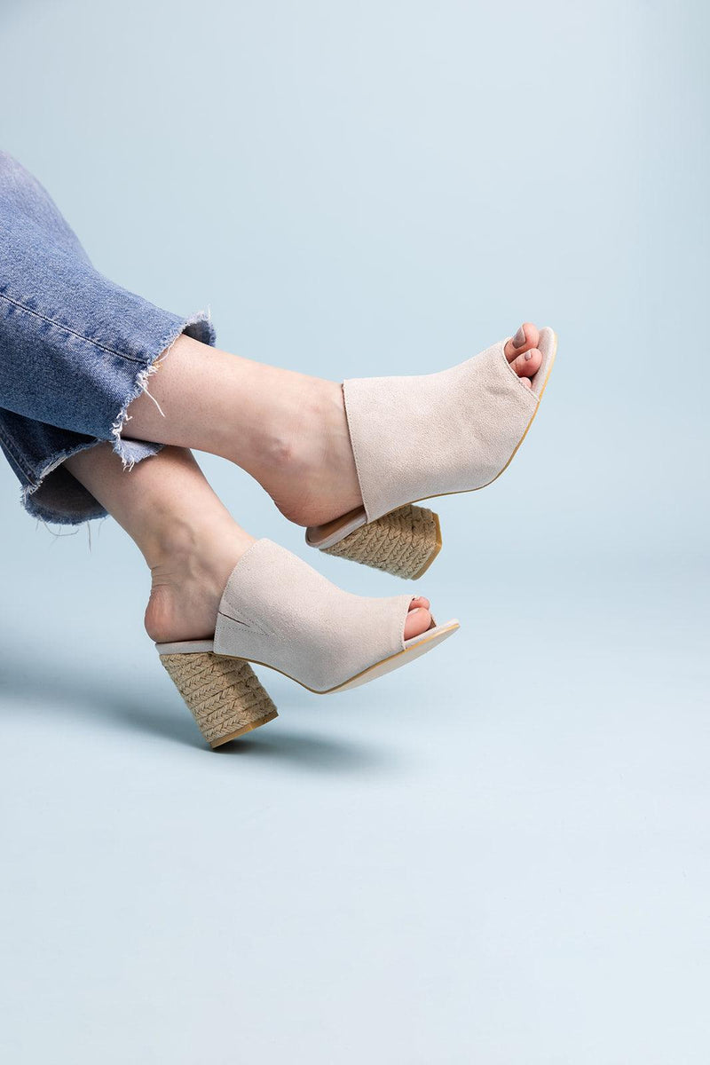 Helena Heeled Sandal in Ice Suede - Three Mad Hatters Mercantile 
