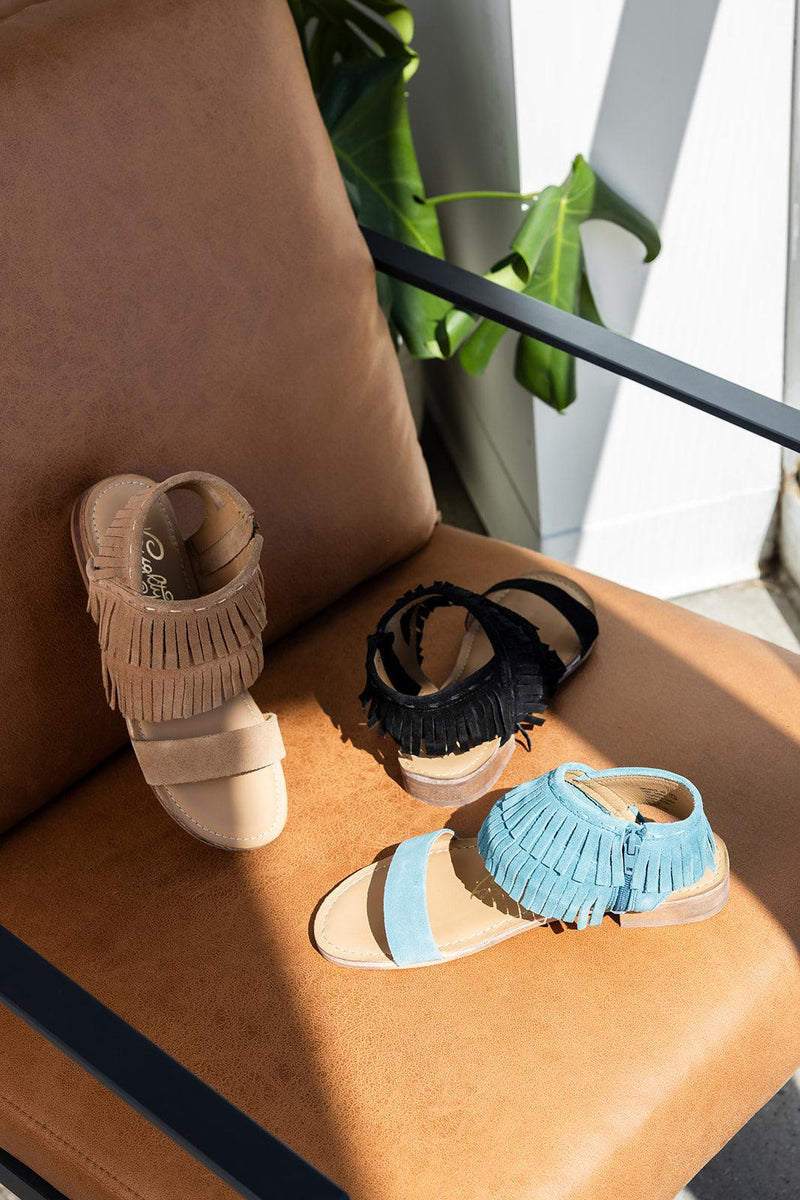 Fringe Star Sandal in Black - Three Mad Hatters Mercantile 