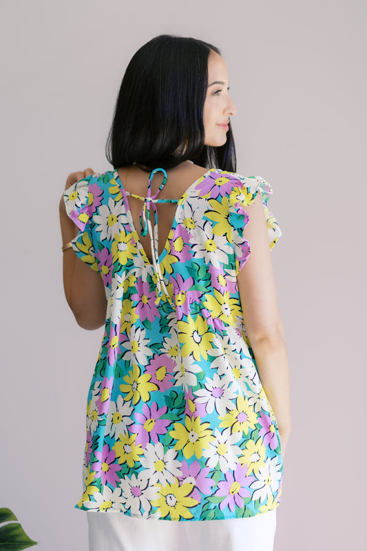Petal Party Flutter Sleeve Womens Tops