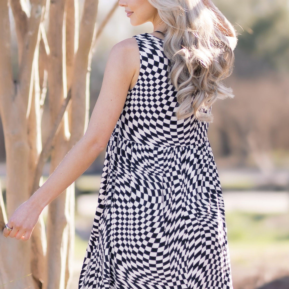 Checkmate Sleeveless Dress - Three Mad Hatters Mercantile 