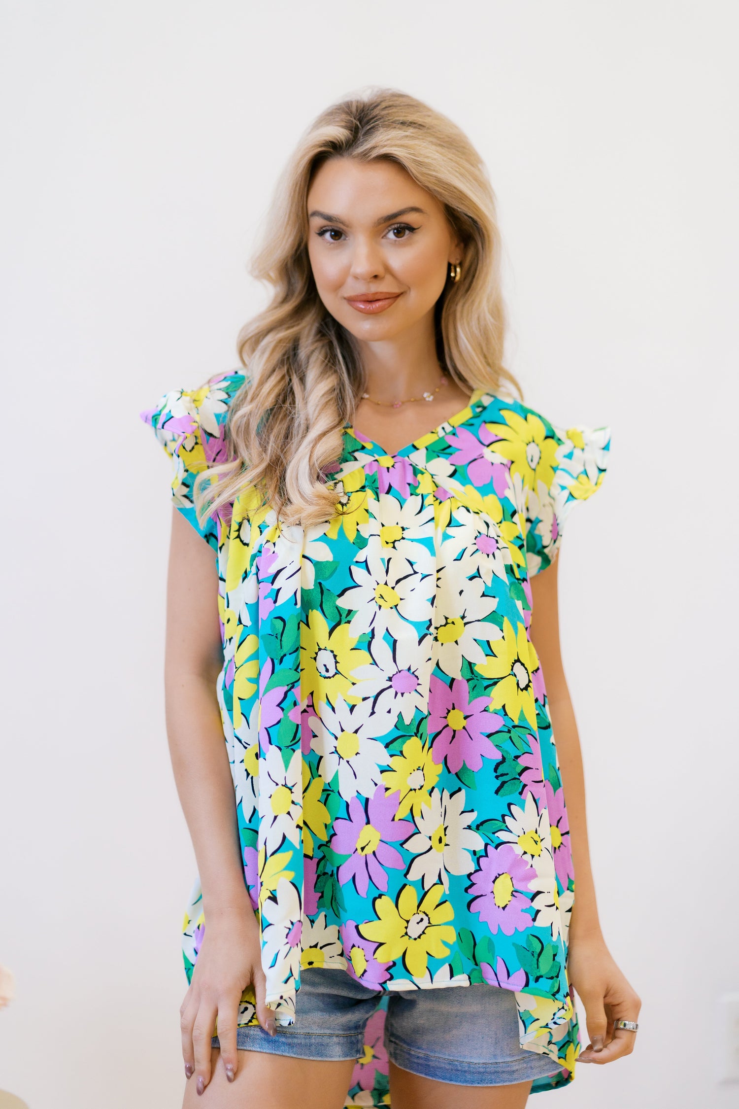 Petal Party Flutter Sleeve Womens Tops
