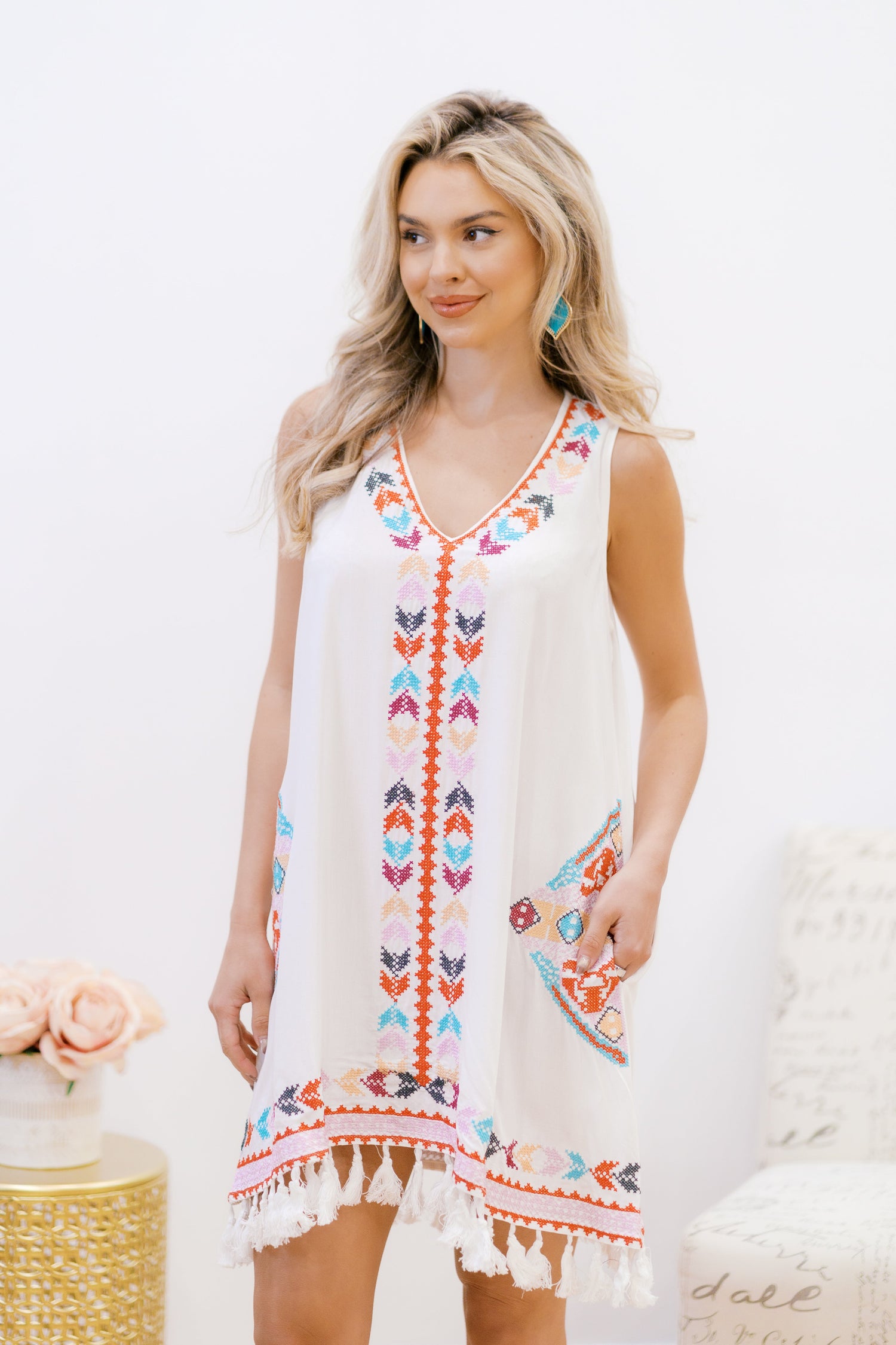 Embroidered Perfection - Dress Womens Mini Dress
