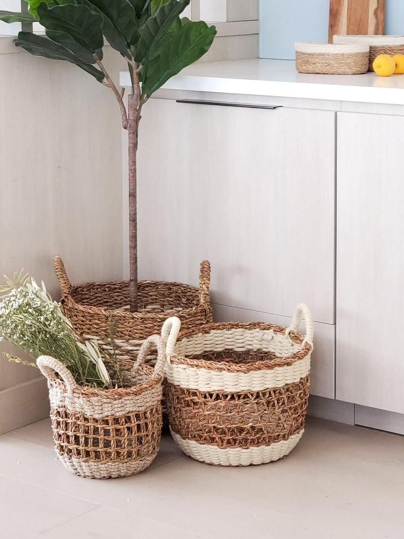 Ula Mesh Basket - Natural Basket with Handle   