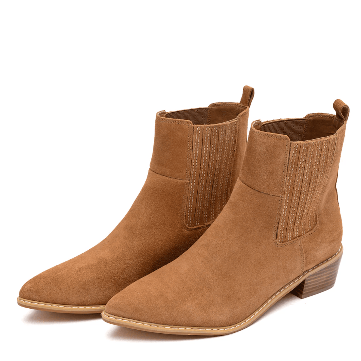 Leonor Suede Ankle Boot in Tan - Three Mad Hatters Mercantile 