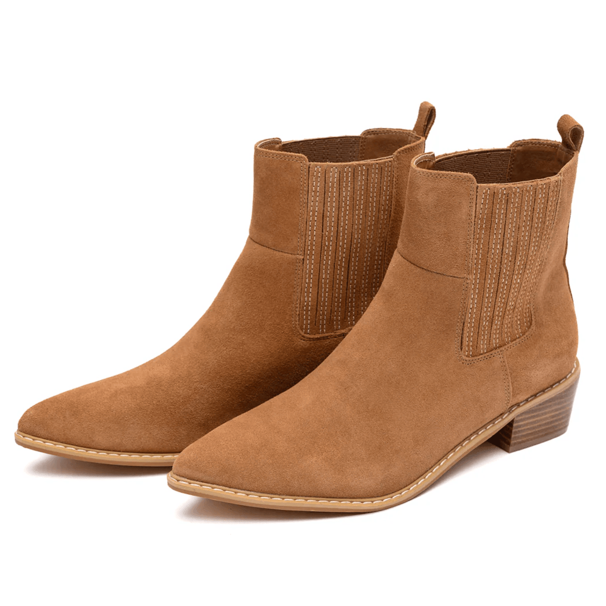 Leonor Suede Ankle Boot in Tan - Three Mad Hatters Mercantile 