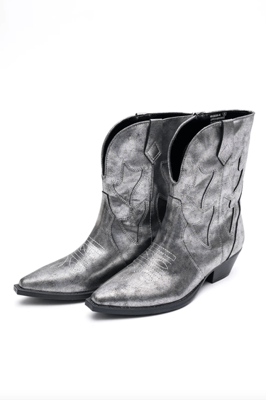 Jersey Metallic Boot in Silver
